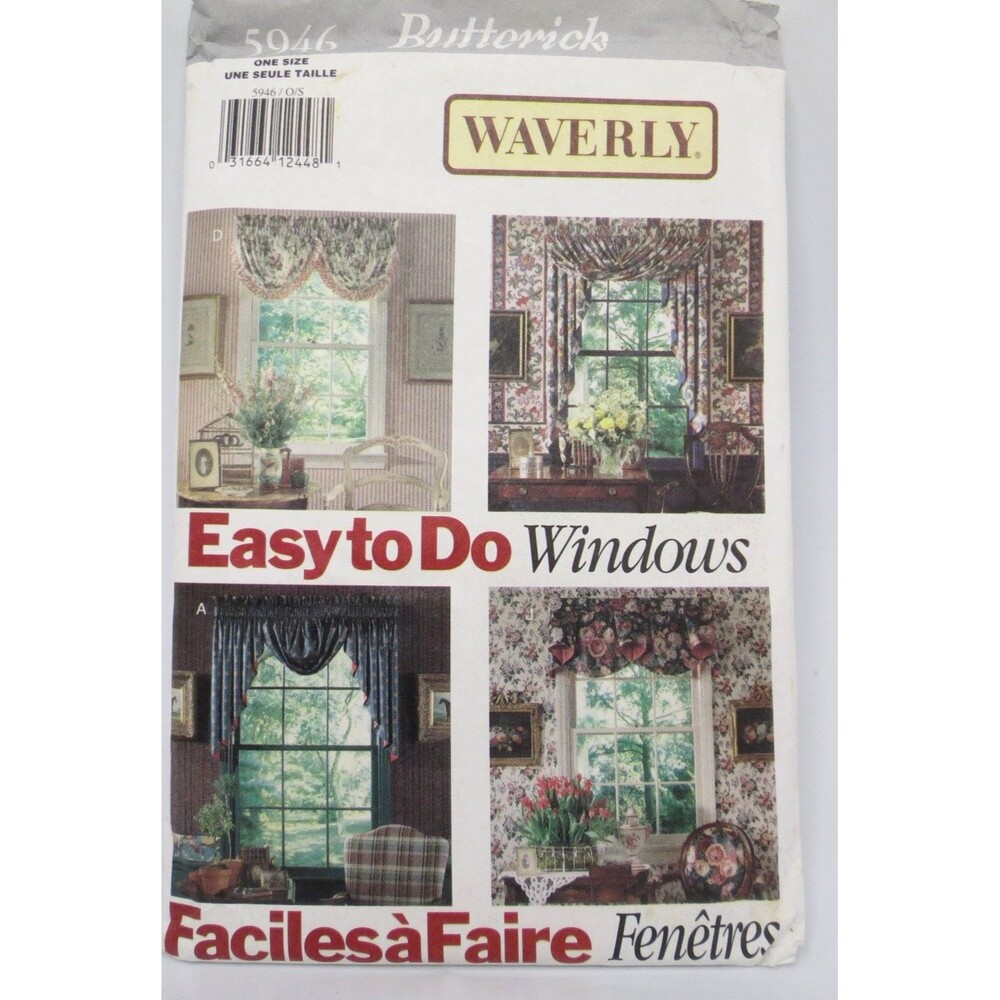 Butterick 5946 Window Valance Jabot Curtain One Size Easy 1990s Decor